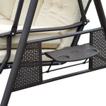Steel Swing Chair Hammock Garden 3 Seater Canopy Cushion Shelter Beige by Outsunny