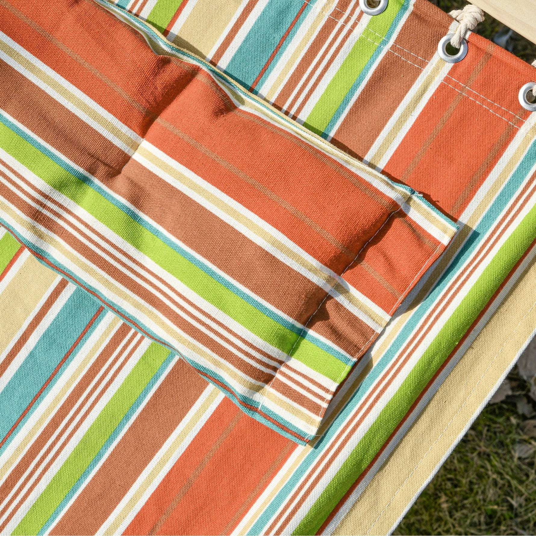 Double Outdoor Patio Cotton Hammock Swing Bed with Pillow by Outsunny