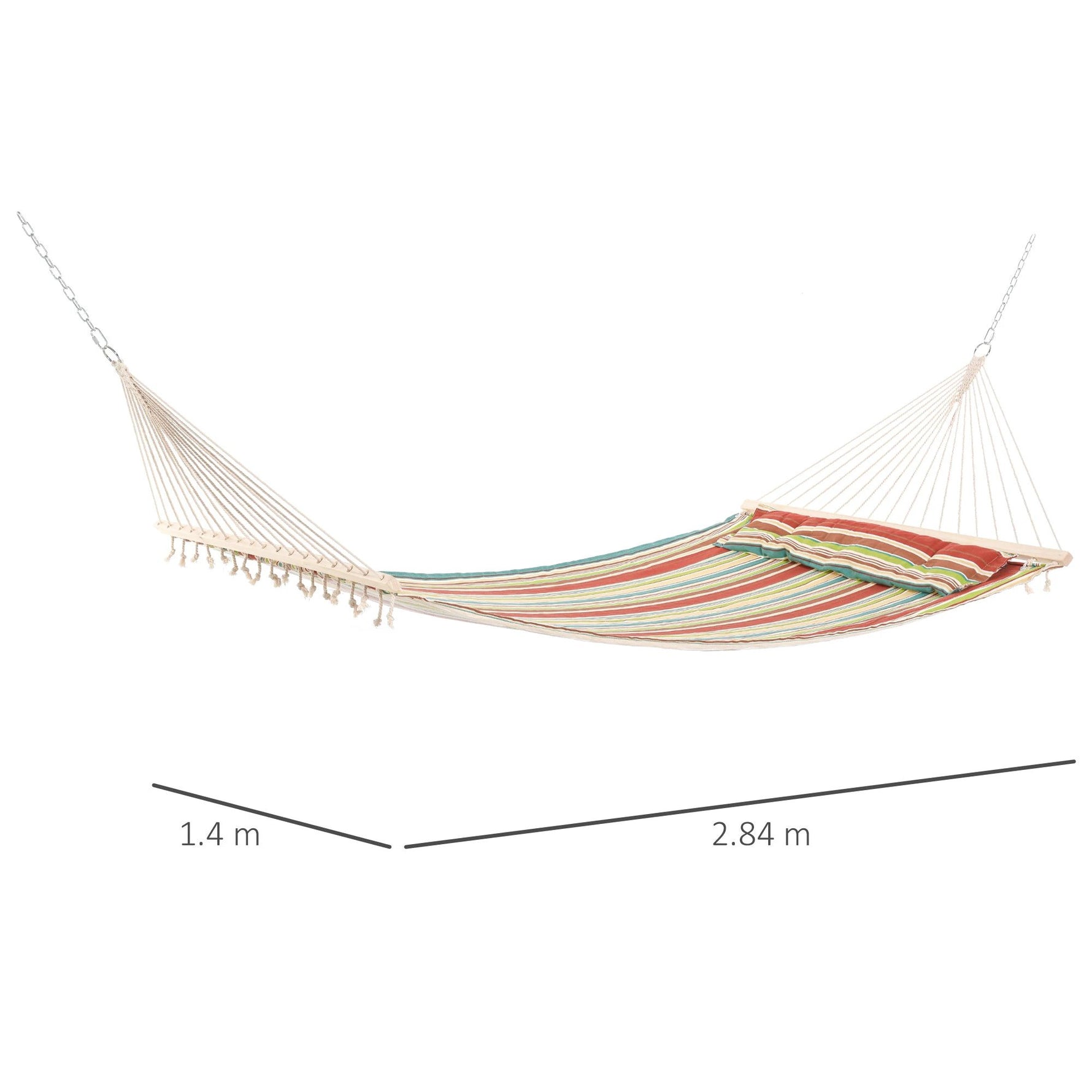 Double Outdoor Patio Cotton Hammock Swing Bed with Pillow by Outsunny