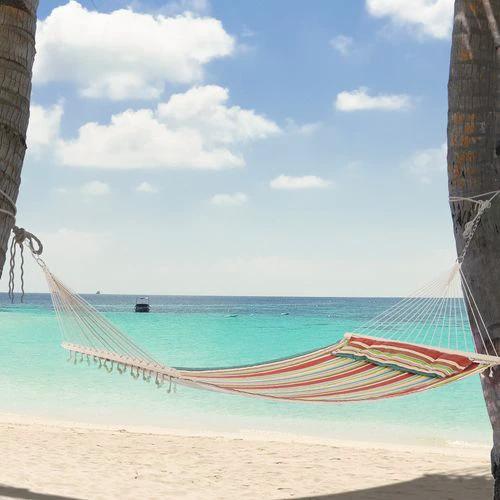 Double Outdoor Patio Cotton Hammock Swing Bed with Pillow by Outsunny