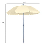 2.2M Tilt Beach Umbrella Parasol-Cream White - Parasol from Outsunny