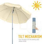 2.2M Tilt Beach Umbrella Parasol-Cream White - Parasol from Outsunny