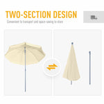 2.2M Tilt Beach Umbrella Parasol-Cream White - Parasol from Outsunny