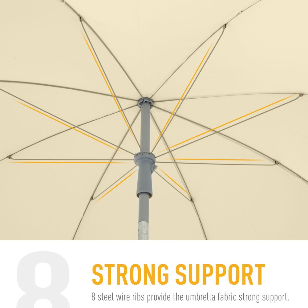 2.2M Tilt Beach Umbrella Parasol-Cream White - Parasol from Outsunny