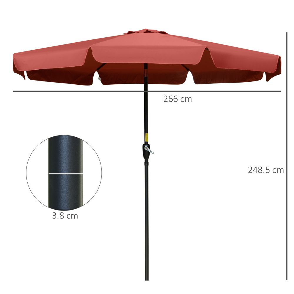 2.66m Patio Umbrella Garden Parasol Wine Red - Parasol from Outsunny