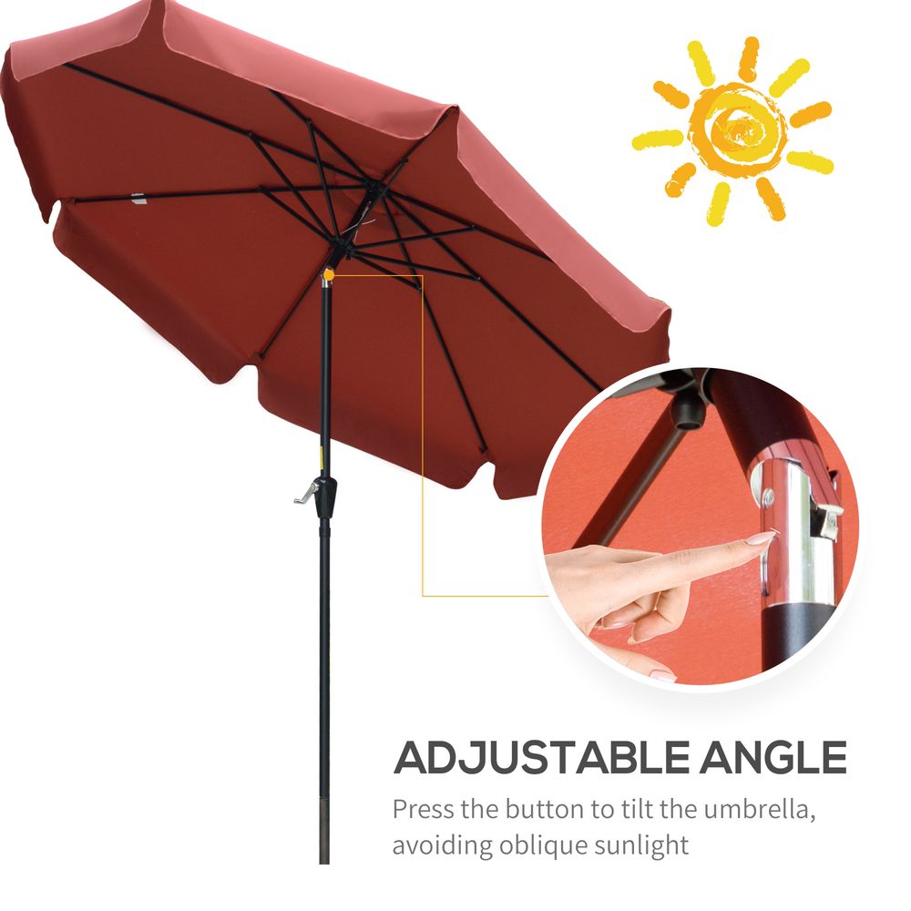 2.66m Patio Umbrella Garden Parasol Wine Red - Parasol from Outsunny