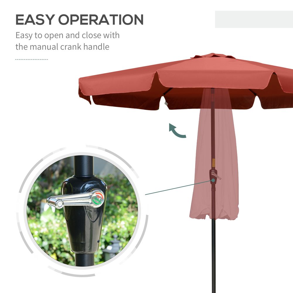 2.66m Patio Umbrella Garden Parasol Wine Red - Parasol from Outsunny