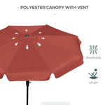 2.66m Patio Umbrella Garden Parasol Wine Red - Parasol from Outsunny