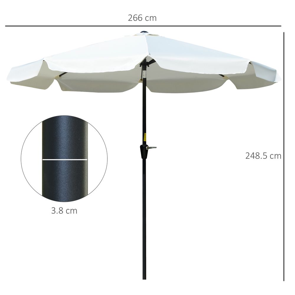 2.66m Patio Umbrella Parasol Outdoor Cream White - Parasol from Outsunny