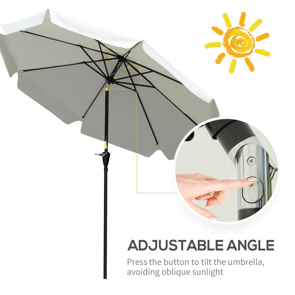 2.66m Patio Umbrella Parasol Outdoor Cream White - Parasol from Outsunny