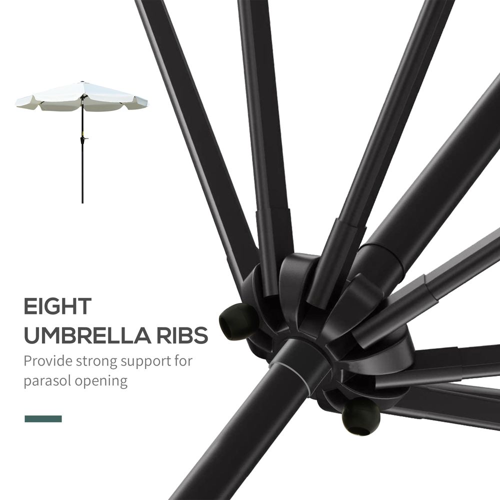 2.66m Patio Umbrella Parasol Outdoor Cream White - Parasol from Outsunny