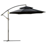 2.7m Banana Parasol Cantilever Handle, Cross Base Black - Parasol from Outsunny