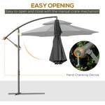 2.7m Banana Parasol Cantilever Handle, Cross Base Black - Parasol from Outsunny