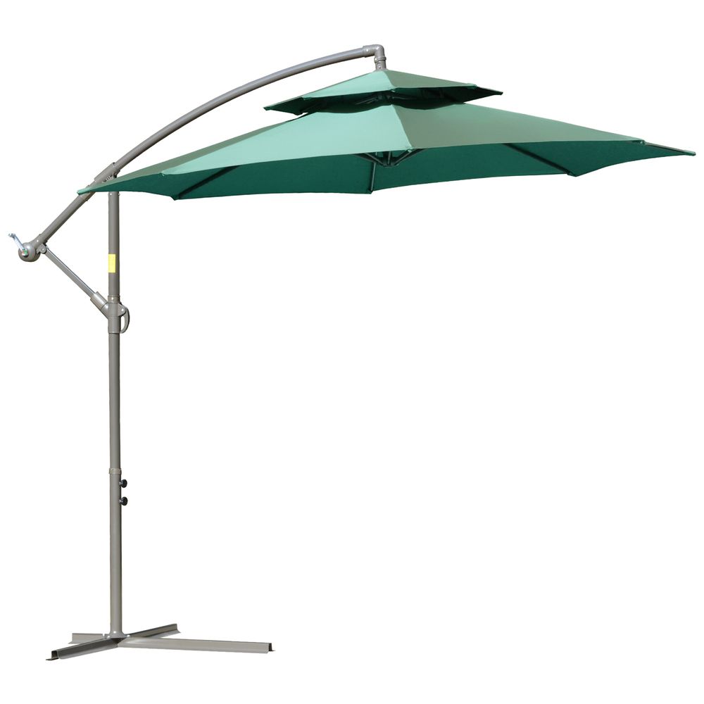 2.7m Banana Parasol Cantilever Umbrella Crank Handle Green - Parasol from Outsunny