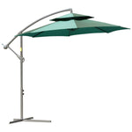 2.7m Banana Parasol Cantilever Umbrella Crank Handle Green - Parasol from Outsunny
