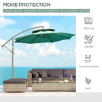 2.7m Banana Parasol Cantilever Umbrella Crank Handle Green - Parasol from Outsunny