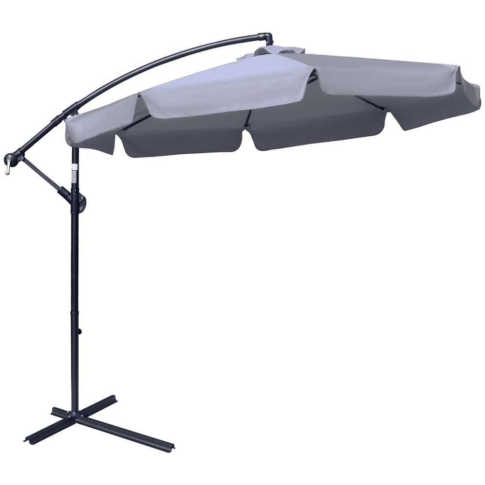 2.7m Banana Parasol Cantilever Umbrella with Crank Dark Grey - Parasol from Outsunny