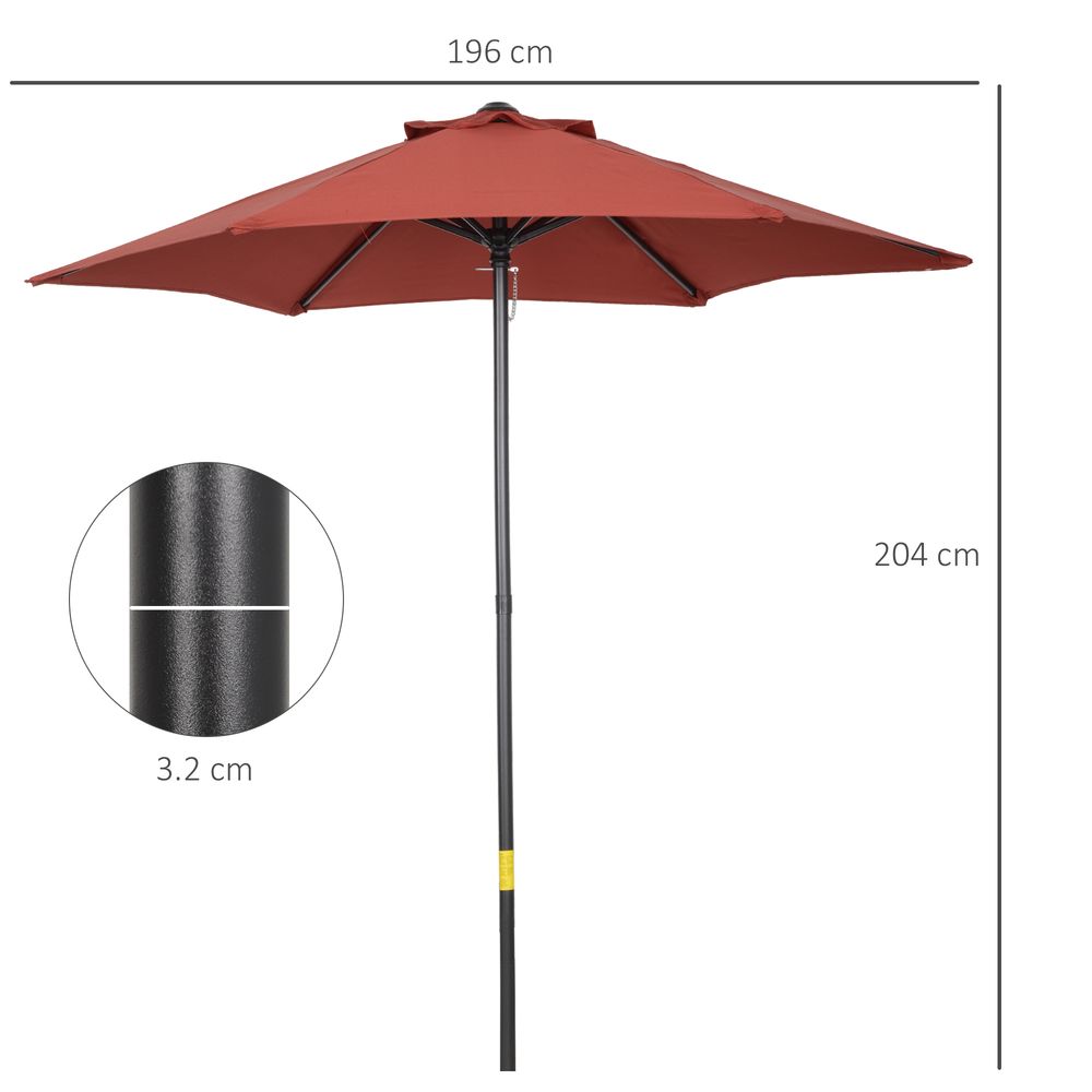 2m Parasol Patio Umbrella, Wine Red - Parasol from Outsunny