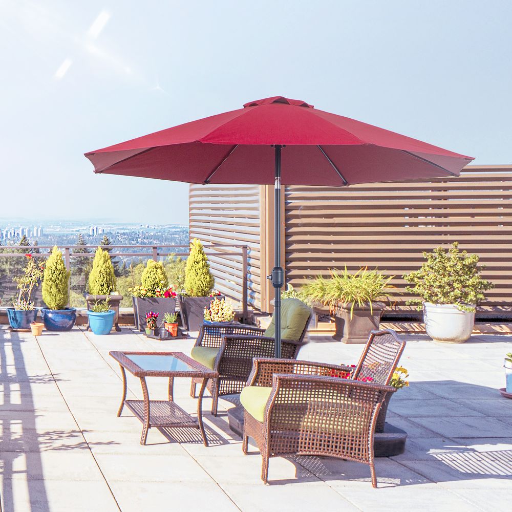 Outsunny 2.6M Umbrella Parasol-Red - Parasol from Outsunny