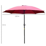 Outsunny 2.6M Umbrella Parasol-Red by Outsunny