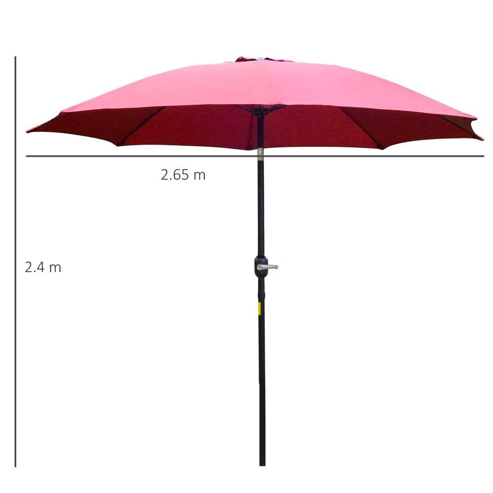 Outsunny 2.6M Umbrella Parasol-Red by Outsunny