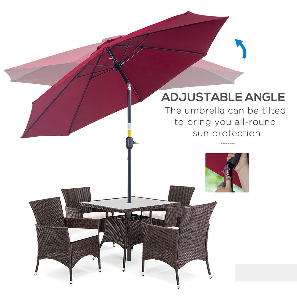 Outsunny 2.6M Umbrella Parasol-Red - Parasol from Outsunny