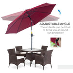 Outsunny 2.6M Umbrella Parasol-Red by Outsunny