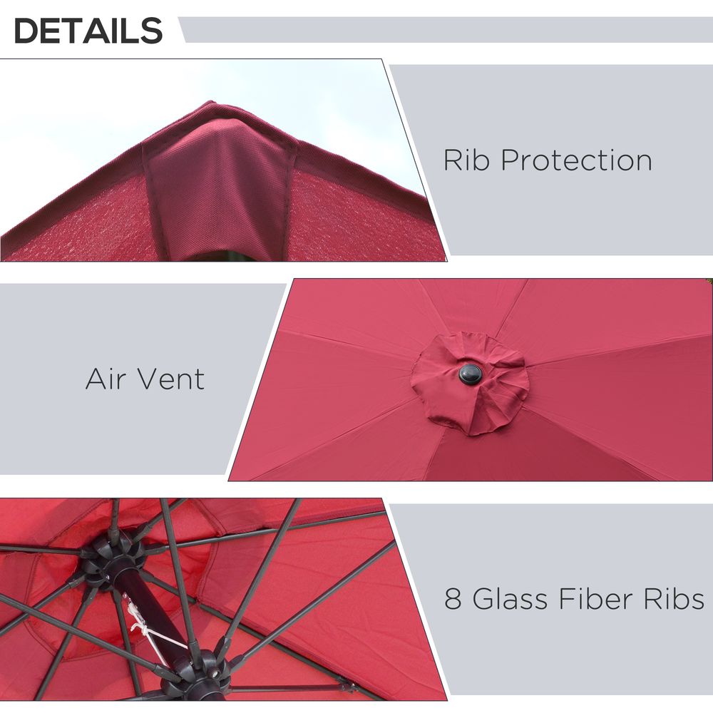 Outsunny 2.6M Umbrella Parasol-Red - Parasol from Outsunny