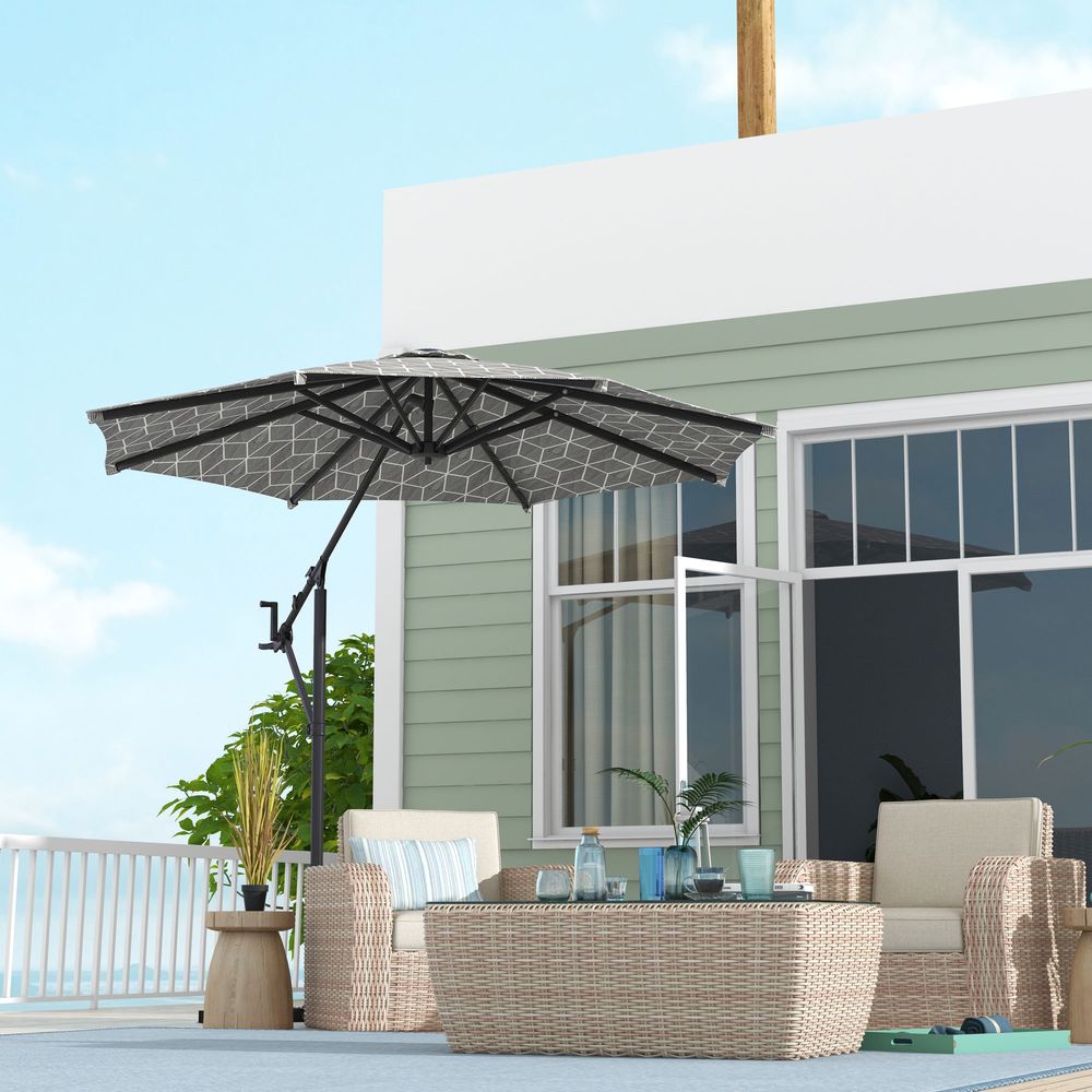 Outsunny 2-in-1 Cantilever Parasol and Market Parasol with 360° Rotation - Parasol from Outsunny
