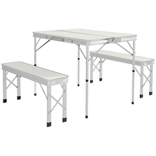 Outsunny Camping Picnic Table and 2 Benches Folding Aluminium Garden Table Set - Picnic Tables from Outsunny