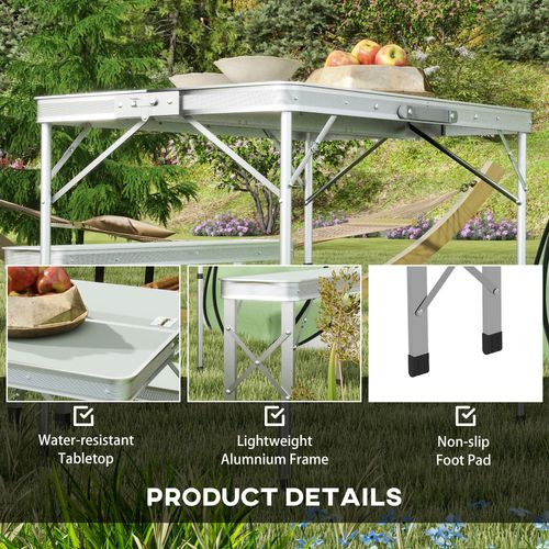 Outsunny Camping Picnic Table and 2 Benches Folding Aluminium Garden Table Set - Picnic Tables from Outsunny