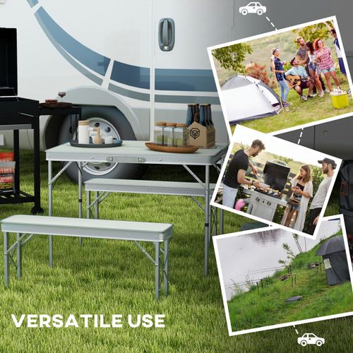 Outsunny Camping Picnic Table and 2 Benches Folding Aluminium Garden Table Set - Picnic Tables from Outsunny