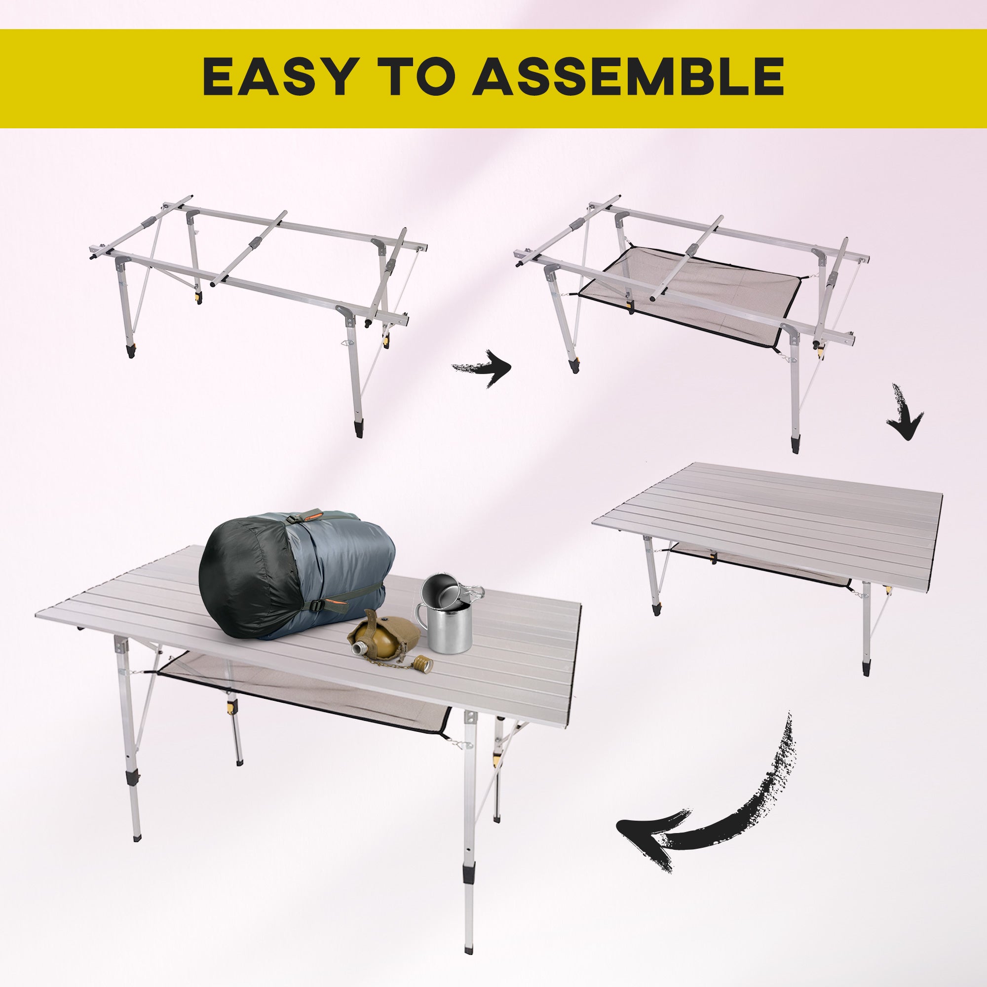 Portable Roll-up Aluminium Folding Picnic Table Outdoor BBQ Party - Picnic Tables from Outsunny