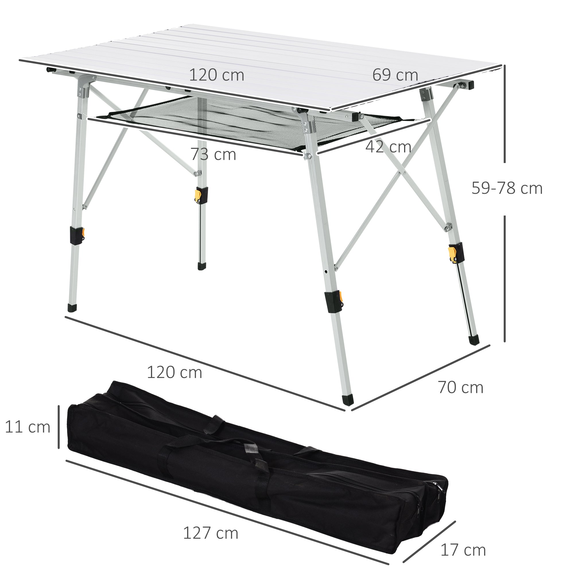 Portable Roll-up Aluminium Folding Picnic Table Outdoor BBQ Party - Picnic Tables from Outsunny