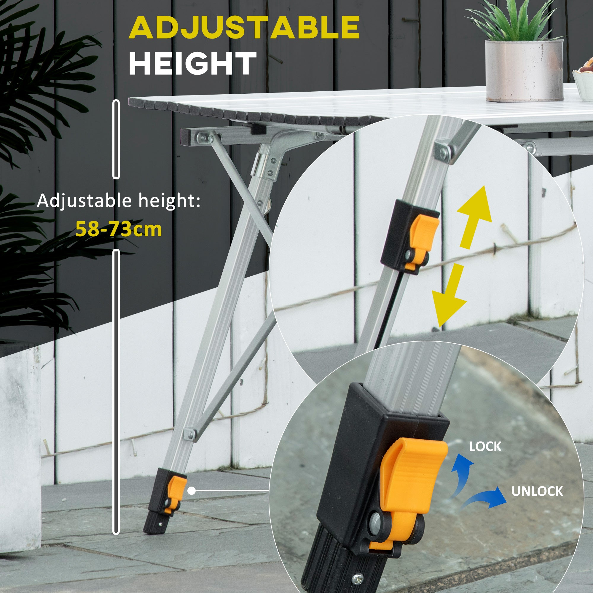 Portable Roll-up Aluminium Folding Picnic Table Outdoor BBQ Party - Picnic Tables from Outsunny