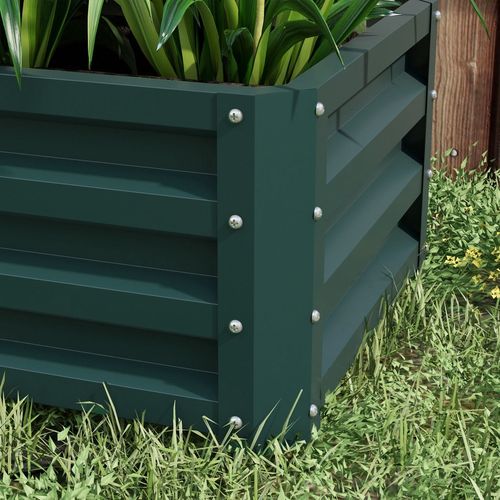 Outsunny Outdoor Planter Box, Steel Raised Garden Bed, Set of 2, Green - Home Symphony