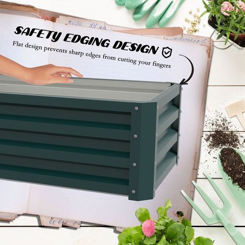Outsunny Outdoor Planter Box, Steel Raised Garden Bed, Set of 2, Green - Home Symphony