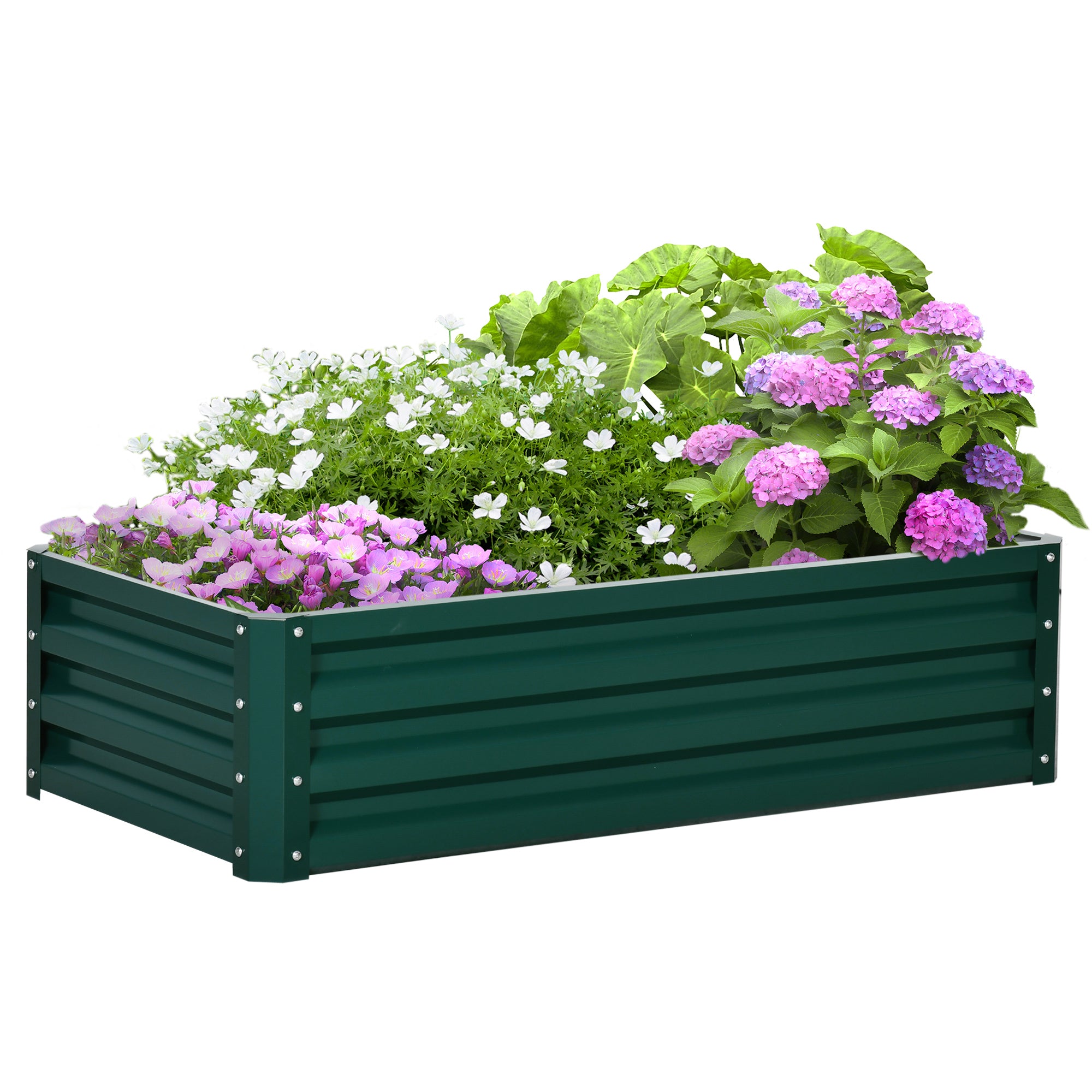Raised Garden Bed Steel Planter Growing Box for Vegetables Flowers Green - Home Symphony
