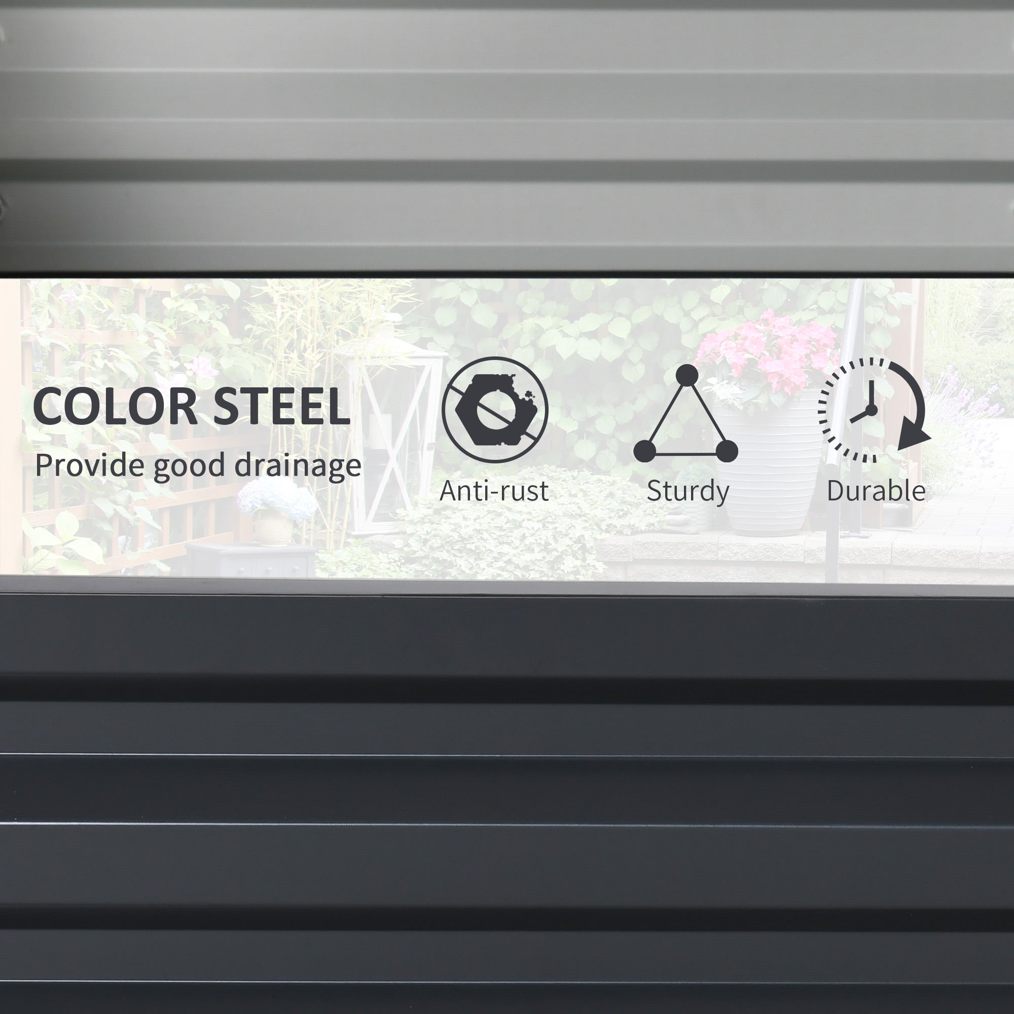 Raised Garden Bed Steel Planter Growing Box for Vegetables Flowers Grey - Home Symphony