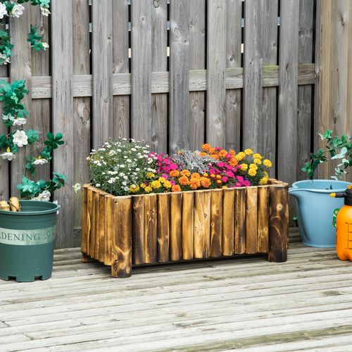 Fir Plant Pot Raised Flower Bed Wooden Planter 4 Feet 78Lx 35Wx30H cm - Raised Beds from Outsunny