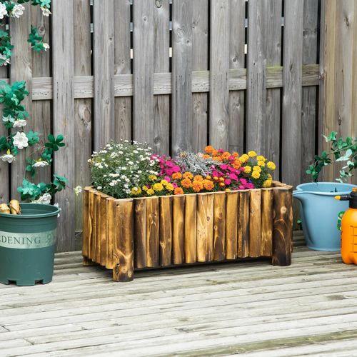 Fir Plant Pot Raised Flower Bed Wooden Planter 4 Feet 78Lx 35Wx30H cm by Outsunny
