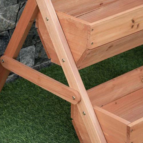 Outsunny 3 Tier Raised Garden Bed Wooden Elevated Planter Box Kit, Brown by Outsunny