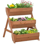 Outsunny 3 Tier Raised Garden Bed Wooden Elevated Planter Box Kit, Brown by Outsunny