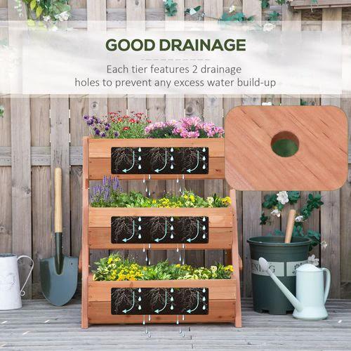 Outsunny 3 Tier Raised Garden Bed Wooden Elevated Planter Box Kit, Brown by Outsunny