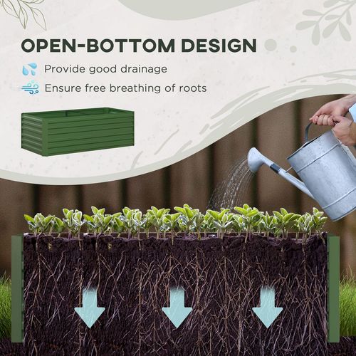 Outsunny Galvanised Steel Outdoor Raised Bed w/ Reinforced Rods, Green - Home Symphony