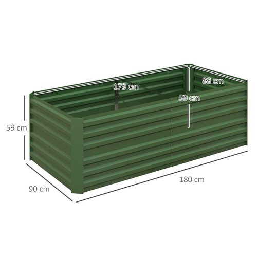 Outsunny Galvanised Steel Outdoor Raised Bed w/ Reinforced Rods, Green - Home Symphony