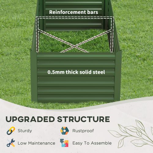 Outsunny Galvanised Steel Outdoor Raised Bed w/ Reinforced Rods, Green - Home Symphony