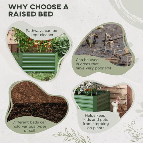 Outsunny Galvanised Steel Outdoor Raised Bed w/ Reinforced Rods, Green - Home Symphony
