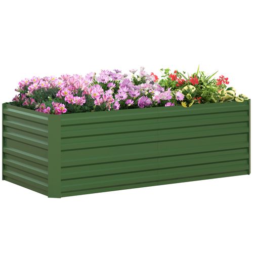Outsunny Galvanised Steel Outdoor Raised Bed w/ Reinforced Rods, Green - Home Symphony