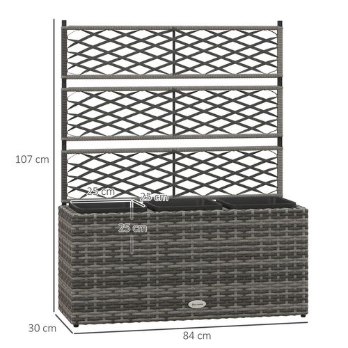 Outsunny Garden PE Rattan Planter Box w/ Trellis Flower Raised Bed, 84x30x107cm - Raised Beds from Outsunny